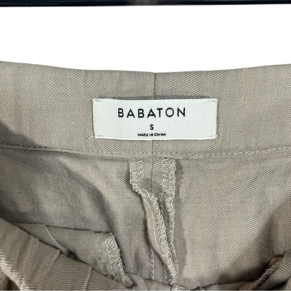 Aritzia Babaton Linen Blend Dexter Jogger Pants Cropped Ankle Pull On Beige SML